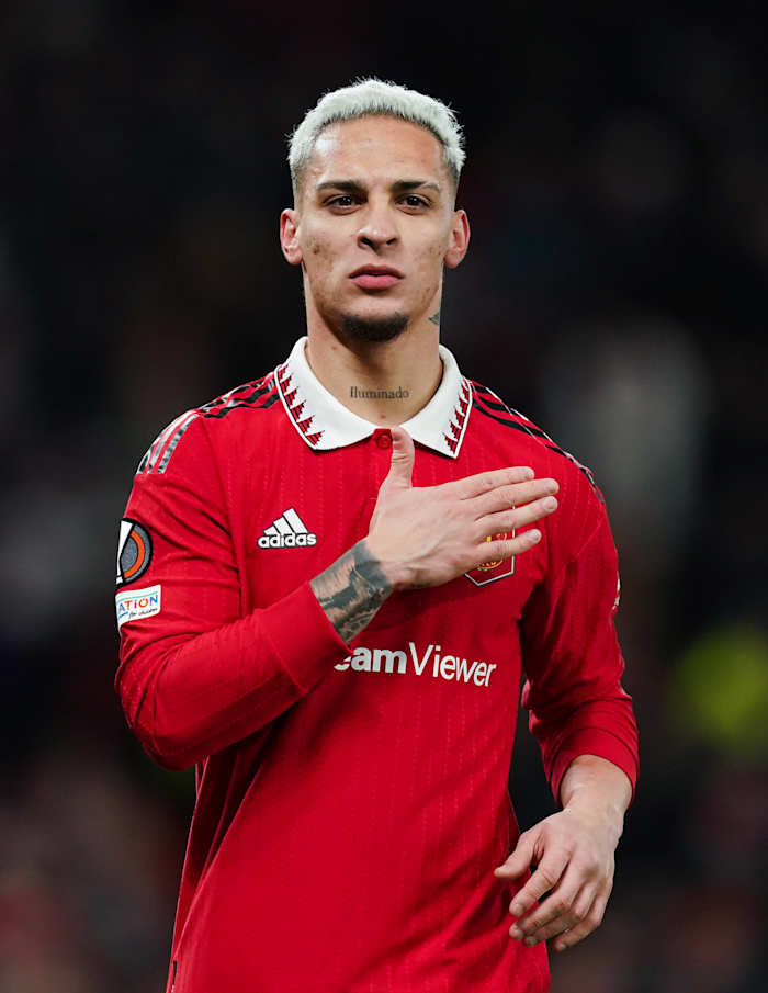 Antony celebra el gol de la victoria que anotó frente a Barcelona